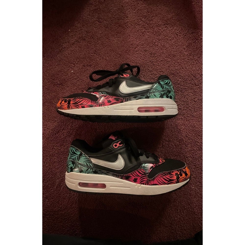 Nike Air Max 1 GS Aloha Pack Black Pink Floral Sneakers 705479-001 Size 6Y